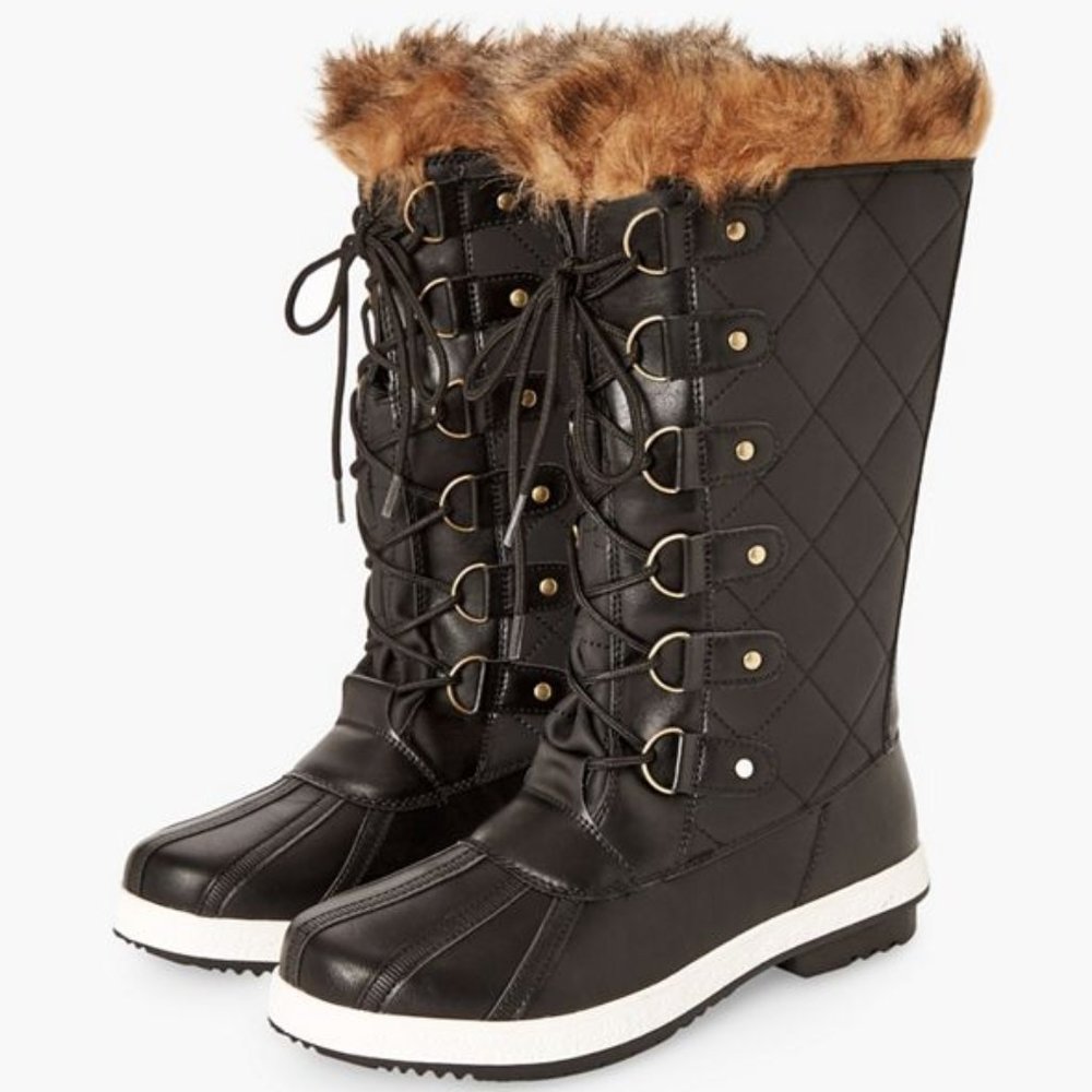 Brand New Winter Quilted Faux Fur Snow Boot